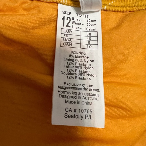 Seafolly Wild Tropics V High Cut Rio Bikini Bottom in Amber NEW Size US 8 - Picture 8 of 15